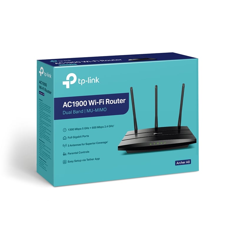 TP Link AC1900 Dual Band Wi Fi RouterSPEED: - vue 3