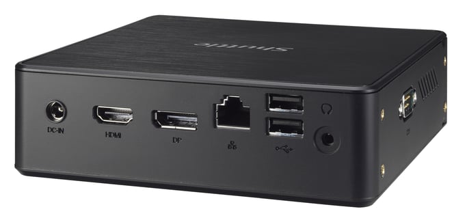 Shuttle Nano PC NC10U7 , Intel i7-8565U, 1x HDMI, 1x DP, 1x 2,5'', 1x M.2, 1x LAN, 1x COM, WiFi, funzionamento 24/7, attacchi VESA