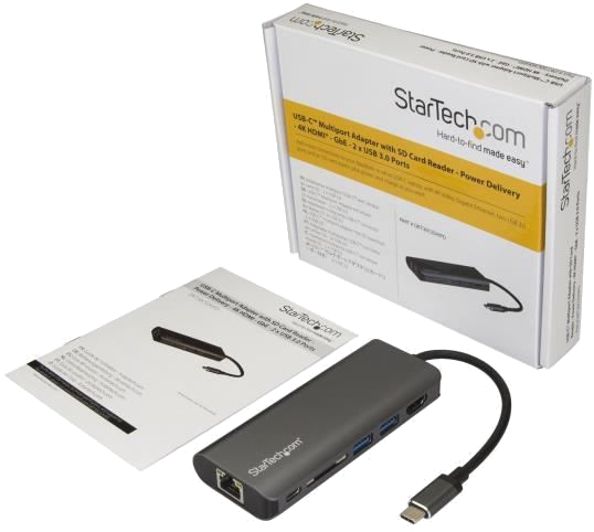 STARTECH.COM Adaptateur multiport USB-C - Lecteur de carte mémoire SD - Power Delivery - HDMI 4K - G