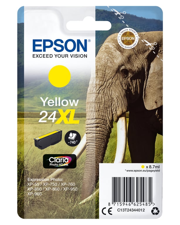 EPSON Cartouche d'encre T2434 XL Jaune - Eléphant (C13T24344012) - Neuf