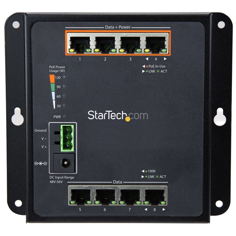 StarTech.com Switch Gigabit Ethernet géré à 8 ports 4 PoE+ Fixation murale et accès en façade IES81GPOEW Commutateur Géré 4 x 101001000 + 4 x 101001000 PoE+ fixation murale ... - vue 3