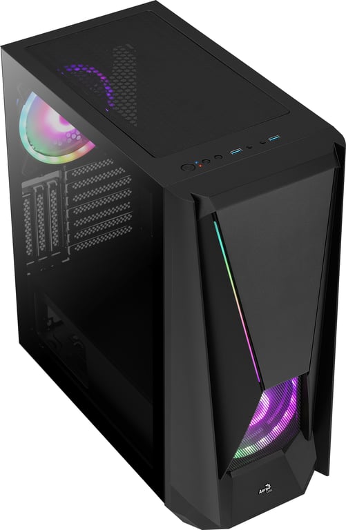 AeroCool Visor Tempered Glass Edition mid tower ATX étendu panneau latéral fenêtré verre trempé pas d'alimentation ATX USBAudio - vue 3