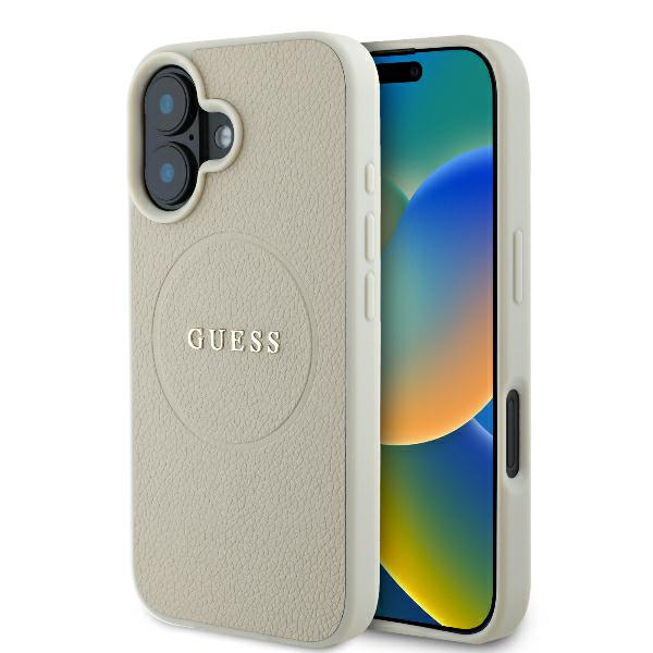 Guess Coque Grained Gold Ring MagSafe pour iPhone 16