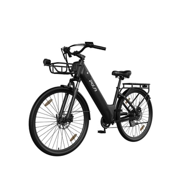Bicicleta eléctrica urbana PIXAR C1 PRO, batería de 36 V y 18 Ah, Shimano de 7 velocidades, frenos hidráulicos - negra