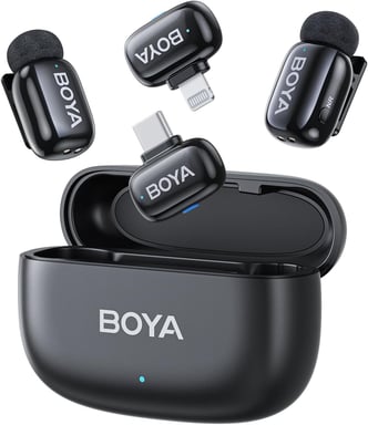 Micrófono inalámbrico BOYA Mini-12 con reducción de ruido y conectividad USB-C/Lightning