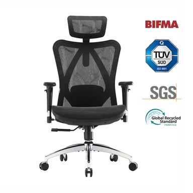 Chaise ergonomique SIHOO M57 - Accoudoirs 3D, support lombaire réglable, Mesh haute qualité - 150 kg max - Noir