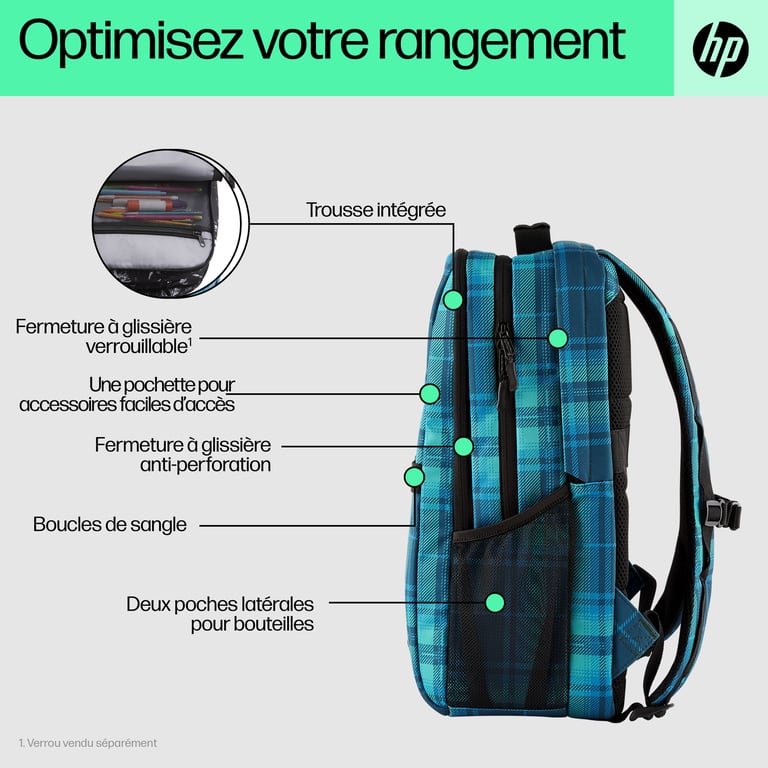 HP Sac à dos Campus tartan Neuf - vue 2