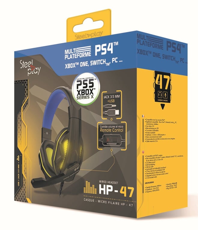 Steelplay HP47 Casque Avec fil Arceau Jouer Jaune Neuf - vue 3