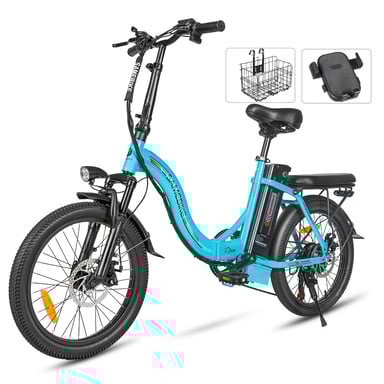 Vélo électrique SAMEBIKE CY20 FT - moteur 350W batterie 36V13AH  autonomie 35KM autonomie freins à disque mécaniques - Bleu Lac