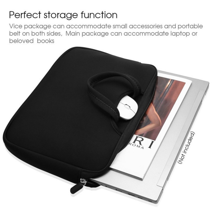 Housse pour l'ordinateur portable 13 pouces + pochette supplémentaire  (Noir) 