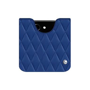 Pochette cuir Samsung Galaxy Z Flip5 - Pochette - Bleu - Cuir lisse couture