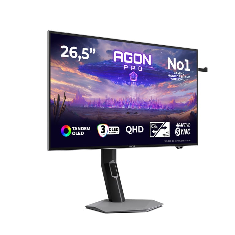 Écran PC AOC AGON PRO AGP277QKDC 26 5 Quad HD 720Hz OLED G Sync HDR500 0 03ms - vue 3