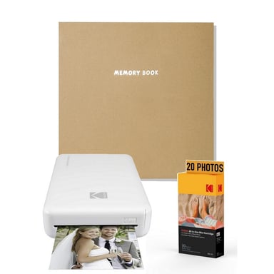 KODAK Pack Imprimante Photo Printer WiFi PM220 Blanc, cartouche MSC20 de 20 photos 5.4x8.6 cm et album photo 32.5x27 cm Kodak Beige - Compatible iOS et Android