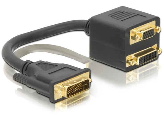 DeLOCK Adapter DVI29 male to DVI29 + VGA female 0,2 m DVI DVI + VGA (D-Sub) Noir