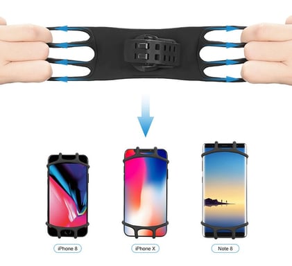 Support Vélo Silicone pour Smartphone Guidon GPS Moto Poussette VTT Rotatif Universel (NOIR)