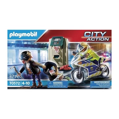 PLAYMOBIL - 70572 - Police Policier avec moto et voleur