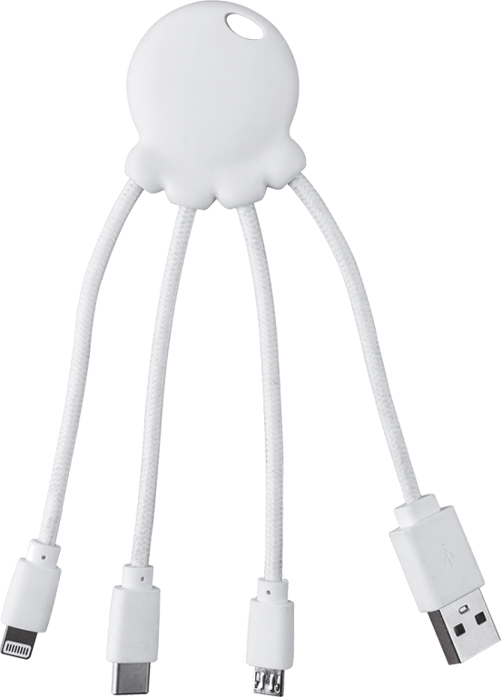 Câble Octopus Biodégradable USB A/micro USB & USB C & Lightning 0,1 m Blanc Xoopar