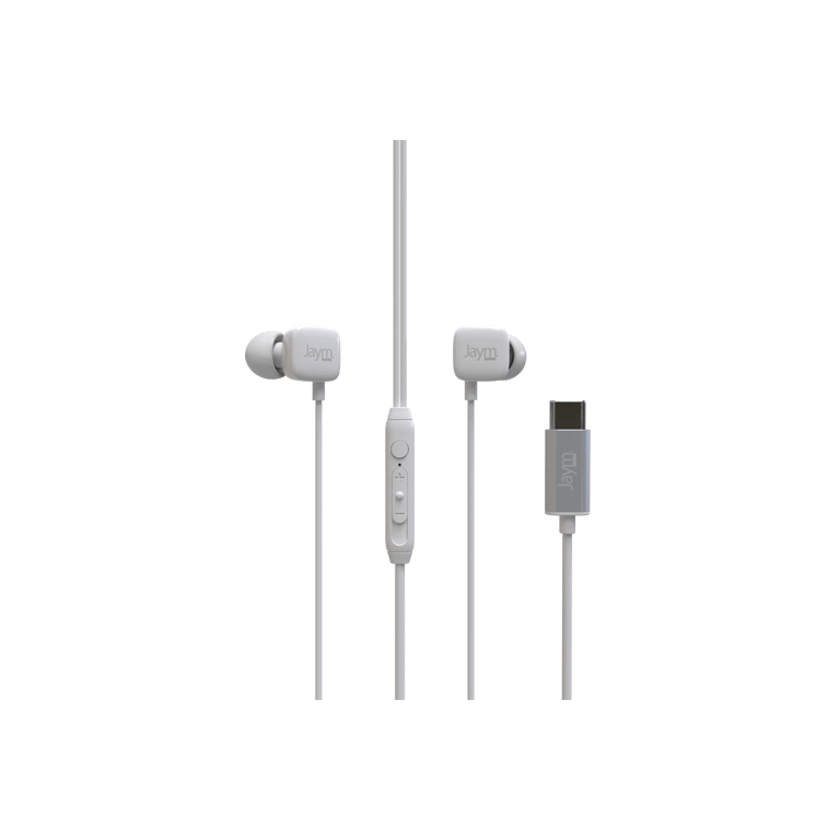 Jaym - Kit Pieton Ecouteurs Intra-auriculaire Type-c + Telecommande + Micro Blanc - Neuf