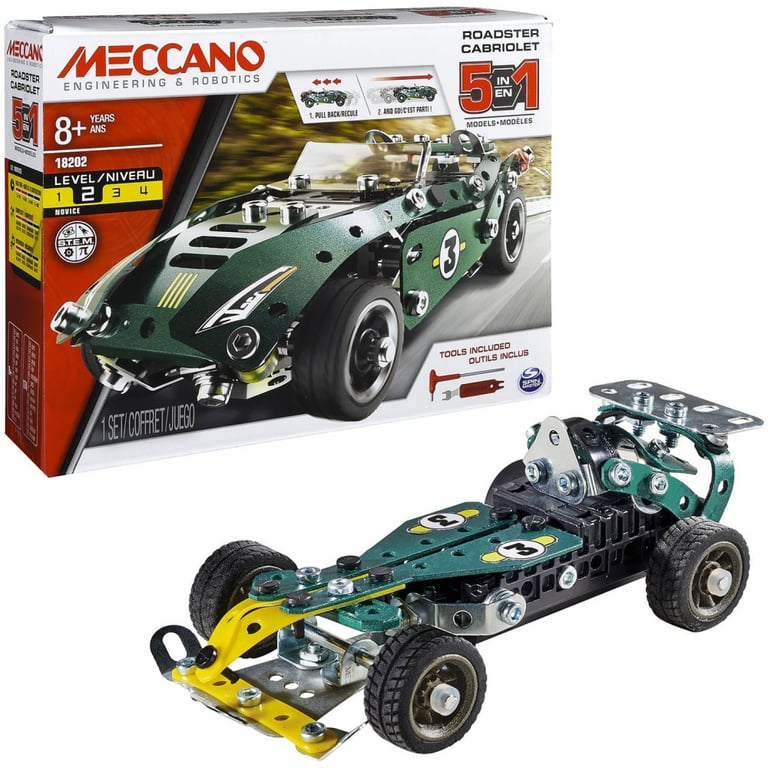 Bandai Meccano Cabriolet Rétro Friction Coffret de Construction 5 Modèles 225 pièces moteur rétro friction outils notice Kit Activité assemblage voiture Jouet Enfant et + APM20102 - vue 8