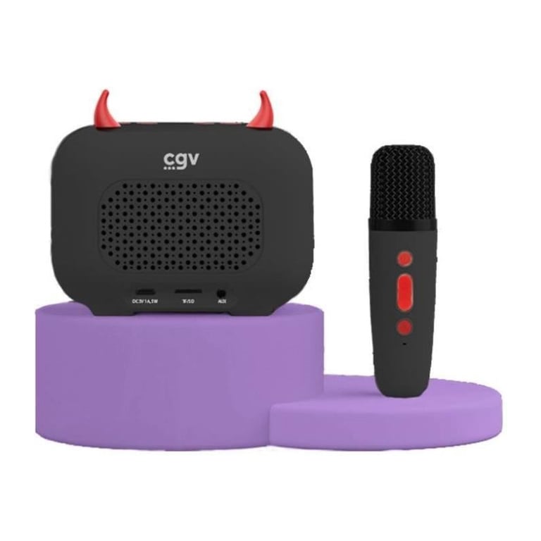 Kit karaoké / Enceinte Bluetooth et micro sans fil CGV DIABLO Effets voix magiques Autonomie 8h Recharge USB - vue 3