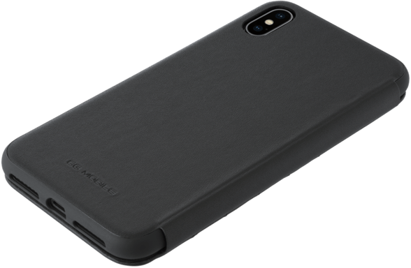 Ferrari Coque clapet en cuir véritable matelassé pour Apple iPhone XS Max, Noir