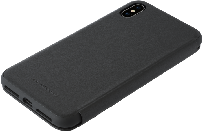 Ferrari Coque clapet en cuir véritable matelassé pour Apple iPhone XS Max, Noir