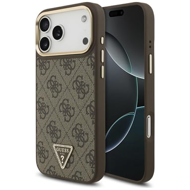 Custodia Guess 4G Triangle Logo MagSafe per iPhone 17 Pro Max marrone
