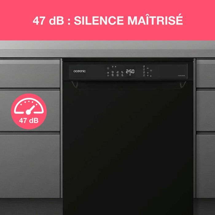 Lave vaisselle pose libre OCEANIC OCEALV1247B 12 couverts 47 dB - vue 5
