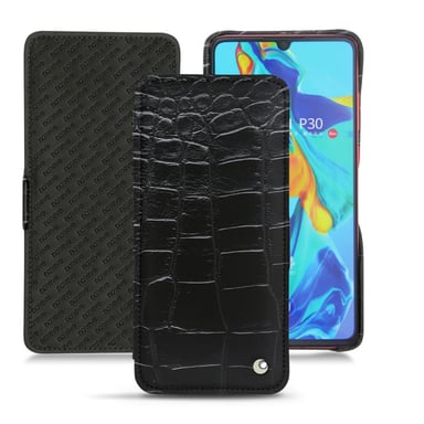 Funda de piel Huawei P30 - Solapa horizontal - Negro - Cueros especiales