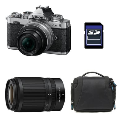 NIKON Z fc + Z 16-50 Plata + Z 50-250 + Bolsa + Tarjeta SD 8 GB
