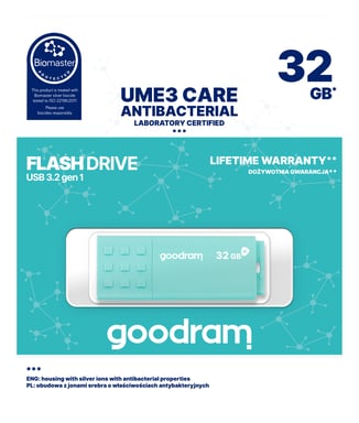 Goodram UME3 unidad flash USB 32 GB USB tipo A 3.2 Gen 1 (3.1 Gen 1) Turquesa