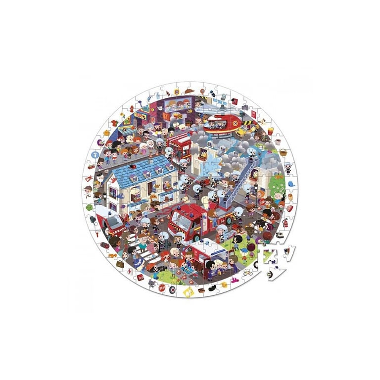Puzzle d'observation rond 208 pièces : Pompiers de 'extrême Juratoys Janod