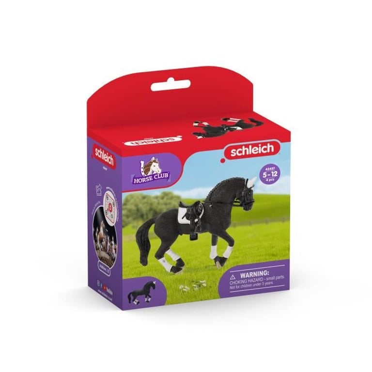 Figurine cheval Schleich Horse Club Étalon Frison concours équestre 42457 avec accessoires Multicolore - Neuf