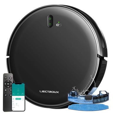 Aspirateur robot LIECTROUX L200 connecté 2-en-1 aspiration et lavage WiFi Tuya Alexa/Google Assistant Noir filtration HEPA puissance d'aspiration 4000 Pa