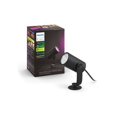 Foco exterior conectado Philips Hue Lily White and Color Ambiance Extensión Negro