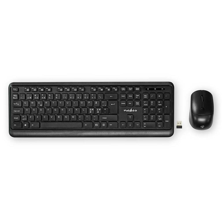 Nedis KBMCW100BKND clavier Souris incluse Bureau RF sans fil QWERTY Nordique