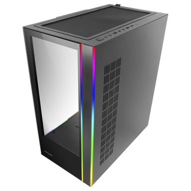 Mars Gaming MC-ULTRA, Torre Gaming Custom XXL E-ATX, Doble Tira LED ARGB, Doble Ventana Cristal Templado, Estructura Cámara Dual Vertical, Negro