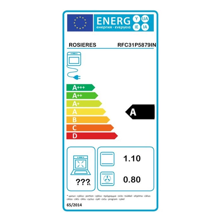 Four encastrable Pyrolyse Chaleur pulsée ROSIERES RFC31P5879IN Porte froide Classe A Inox - vue 5