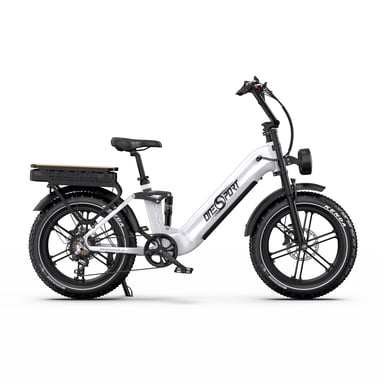 Onesport OT08 Pro 20'' Bici elettrica 500W Doppia batteria 48V 36AH Full Suspension Step-Thru Fat Tire E-Bike
