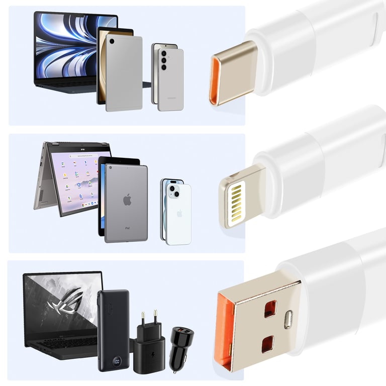 Câble de Charge et Synchronisation USB vers Lightning et USB C Neuf - vue 2