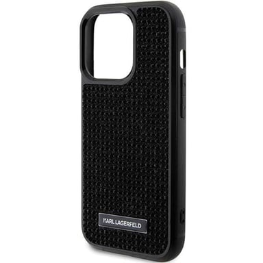 Étui Karl Lagerfeld pour iPhone 15 Pro Max 6.7'' noir étui rigide Rhinestone Logo Metal Plate