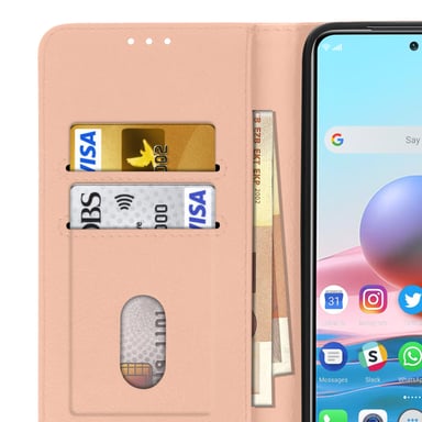 Étui pour Xiaomi Redmi Note 10 / 10s avec Porte-carte Fonction Support Rose champagne