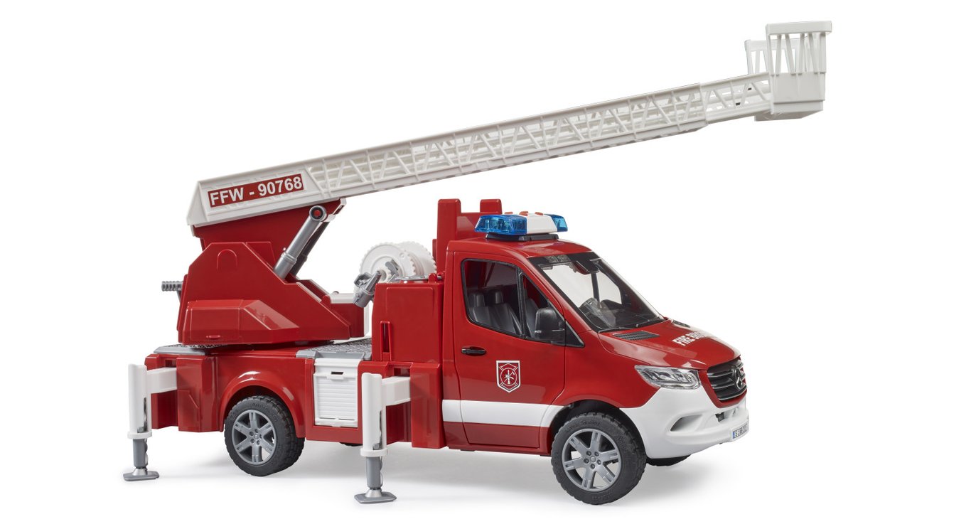 BRUDER CAMION POMPIER MERCEDES BENZ AVEC ECHELLE POMPE A EAU ET MODULE SON ET LUMIERE Neuf - vue 3