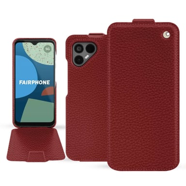 Housse cuir Fairphone 4 - Rabat vertical - Rouge - Cuir grainé