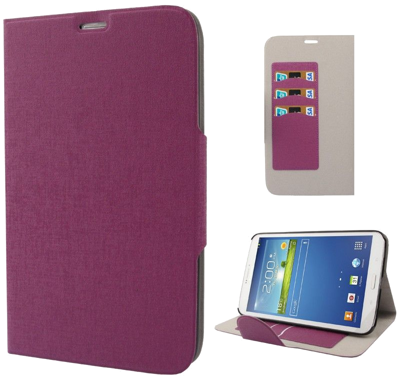 Housse Samsung Galaxy Tab 3 Sm T3100 8' Rigide Tissu Porte-Cartes Paysage Violet Faux cuir YONIS
