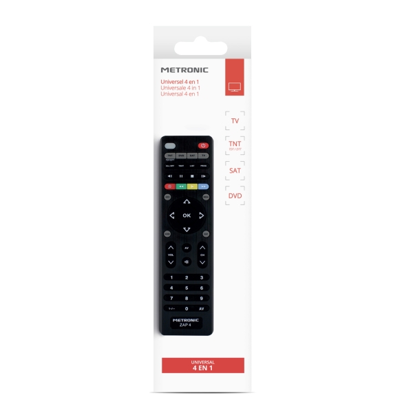 Télécommande universelle Metronic ZAP 4 EVO 5 pour TV + TNT + SAT + DVD Neuf - vue 2