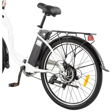 DYU C6 Bicicleta eléctrica para adultos, 26'', bicicleta urbana con cesta, motor de 350 W, batería de 36 V y 12,5 Ah