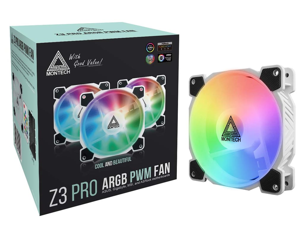 Montech Lot de 3 Ventilateurs de boitier Z3 Pro RGB 12cm Neuf - vue 2