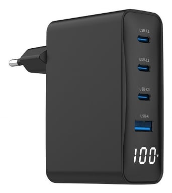 Gembird TA-UC-PDQC100LCD-01-BK chargeur d'appareils mobiles Ordinateur portable, Smartphone Noir Secteur Charge rapide Intérieure