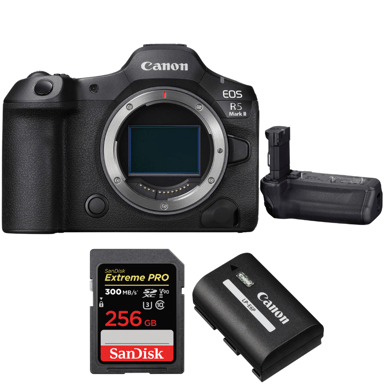 Appareil photo hybride Canon EOS R5 Mark II + Canon BG-R20 + 1 SanDisk 256GB Extreme PRO UHS-II + 1 Canon LP-E6P + Ebook ''20 astuces pour des images qui claquent''